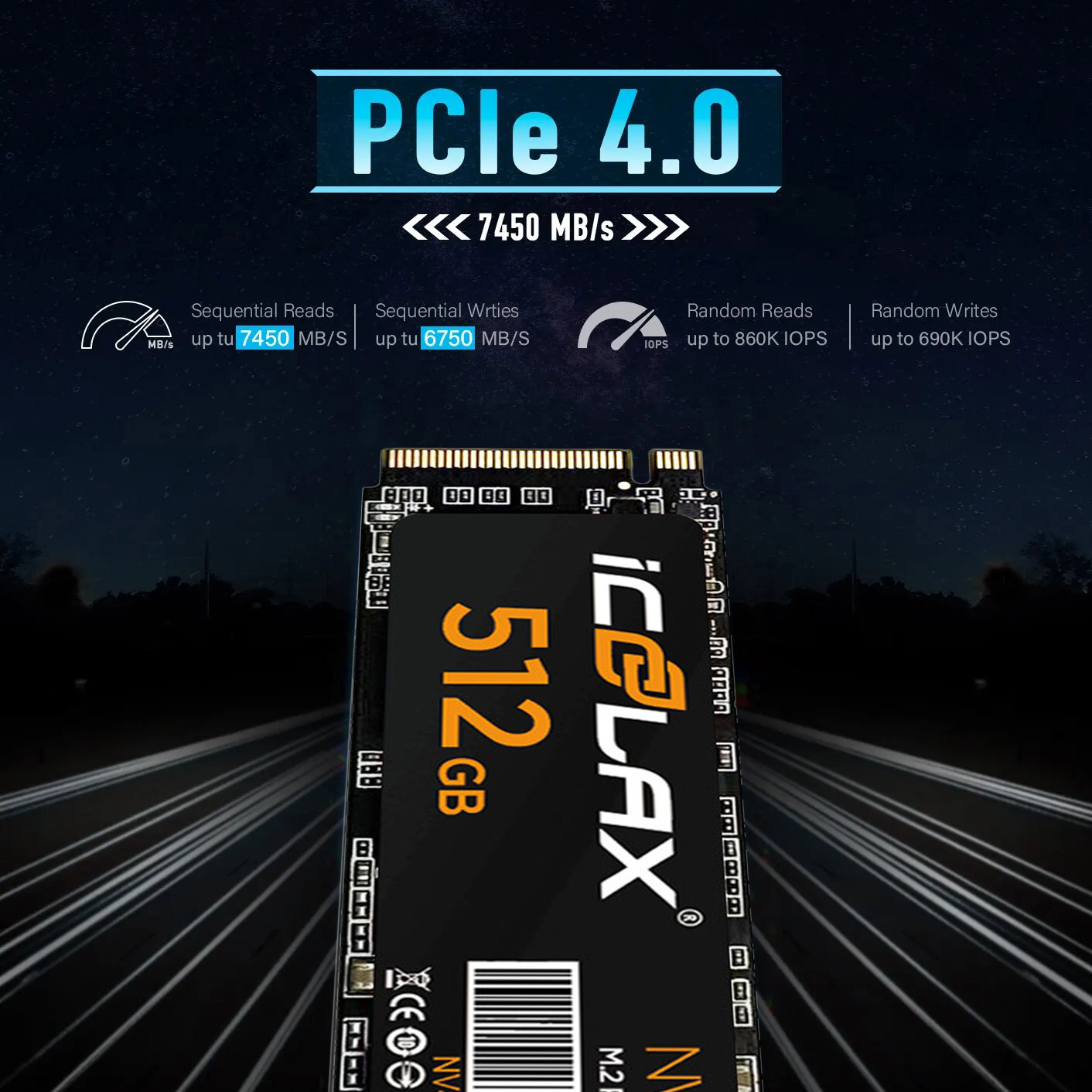 icoolax nvme4.0 512gb pcie 4.0 ssd