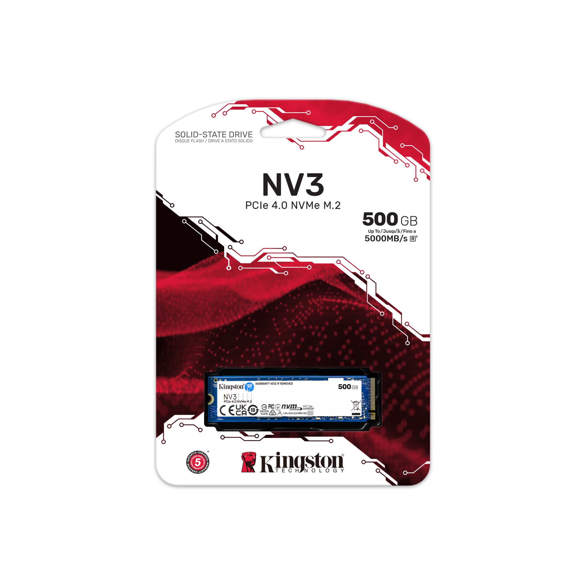 Kingston Nv3 Nvme Pcie M.2 Pcie Gen 4.0 X 4 2280 SSD 500GB kingston nv3 nvme pcie m.2 pcie gen 4.0 x 4 2280 ssd 500gb