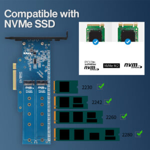 JEYI Dual M.2 NVMe PCIe 4.0 Expansion Adapter Card
