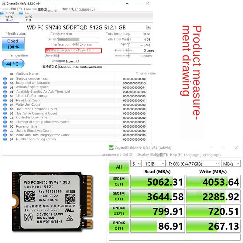 western digital pc sn740 512gb pcie 4.0 nvme 2230 ssd