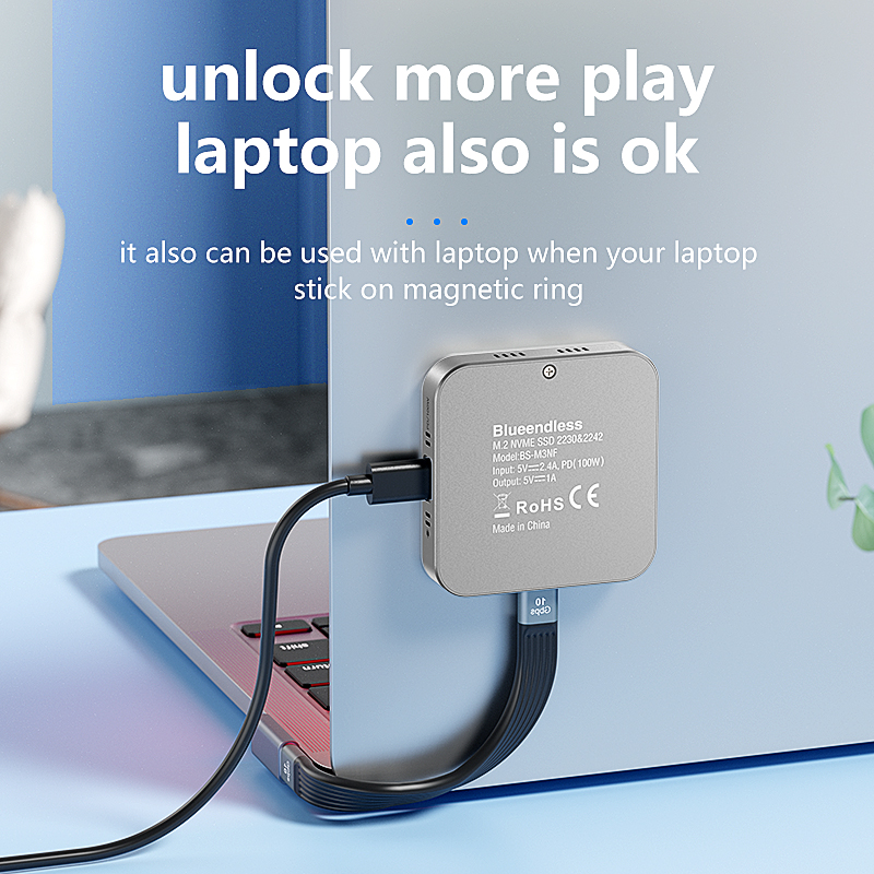 blueendless m3nf magnetic m.2 nvme ssd enclosure