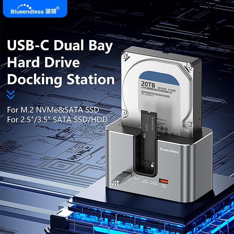 blueendless hd01sn dual bay external hard drive docking station
