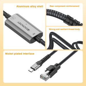 1000Mbps USB C to RJ45 Gigabit LAN Network Adapter Type C to Ethernet Cable