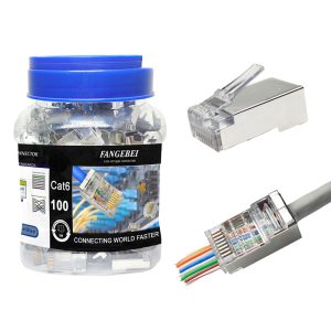 Ethernet STP Cable Shielded 8P8C Modular Plug Network Cat6 RJ45 Pass Through Connector