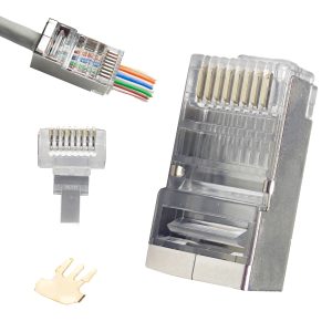 Ethernet STP Cable Shielded 8P8C Modular Plug Network Cat6 RJ45 Pass Through Connector