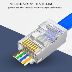 Ethernet STP Cable Shielded 8P8C Modular Plug Network Cat6 RJ45 Pass Through Connector
