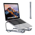 laptop holder stand 5&8 ports usb c hub aluminium adjustable hd 4k usb3.0 multifunction 8 in 1 usb c hub laptop stand