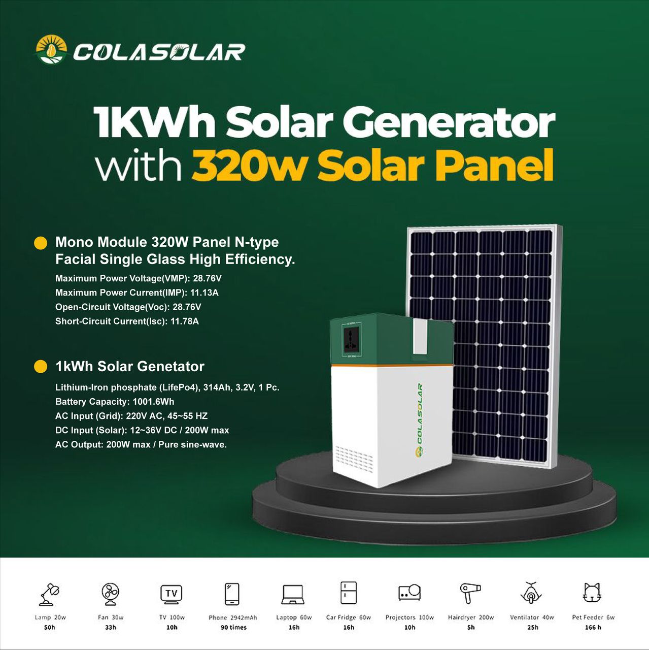 colasolar1kwh portable power station