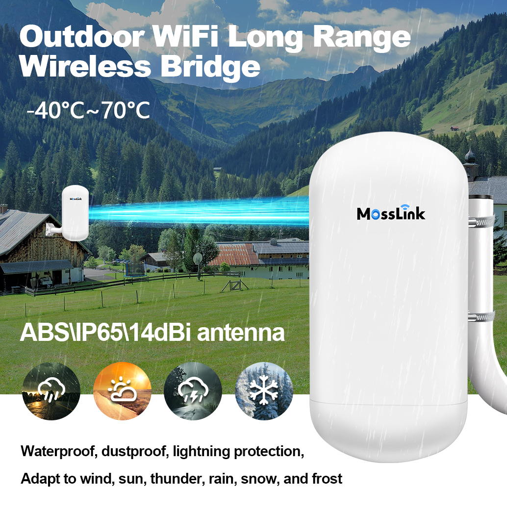 mosslink 1 2km 5.8ghz outdoor wireless bridge