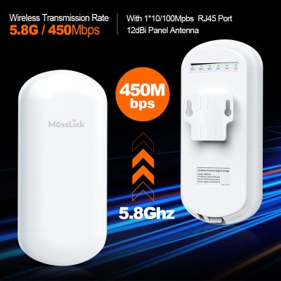 mosslink 1 2km 5.8ghz outdoor wireless bridge