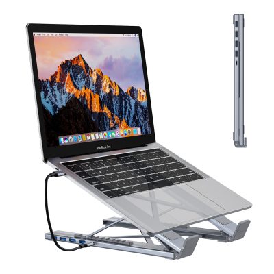 laptop holder stand 5&8 ports usb c hub aluminium adjustable hd 4k usb3.0 multifunction 8 in 1 usb c hub laptop stand